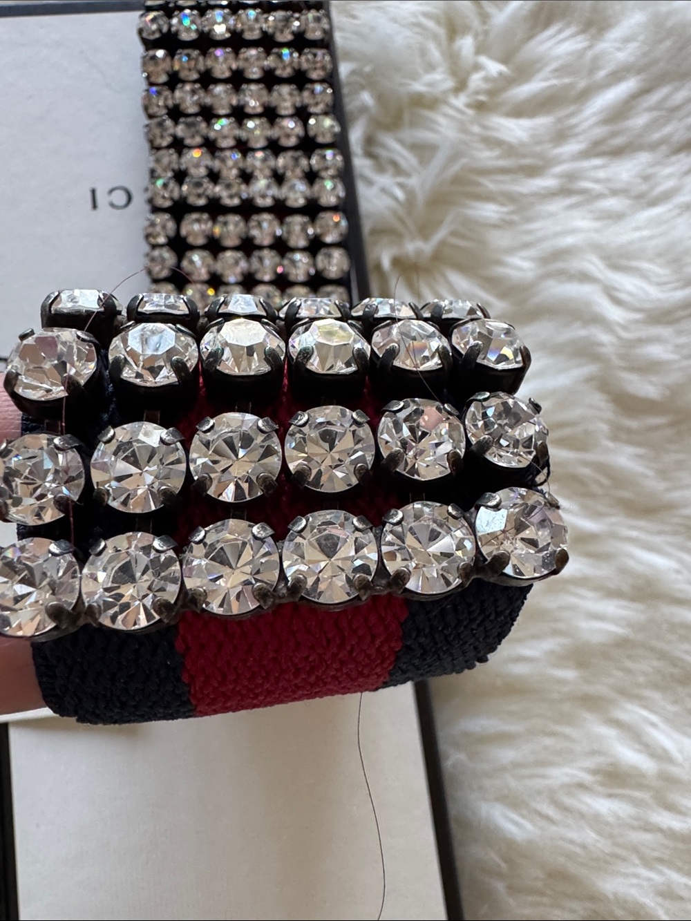Gucci navy & red  Crystal-Embellished Stretch headband.. - Picture 8 of 14